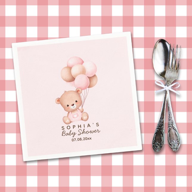 No podemos esperar mas Lindo oso Rosa Baby shower Serviette (Von Creator hochgeladen)