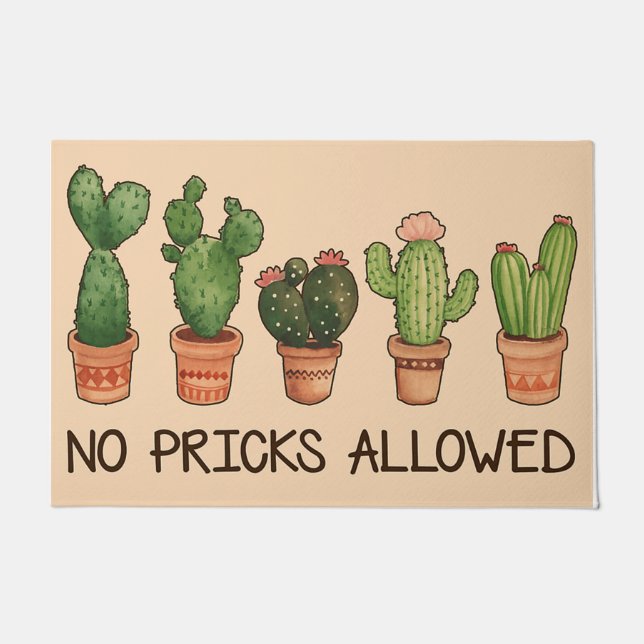 No Pricks Allowed Doormat / Cactus Welcome Mat  Fußmatte (Vorderseite)