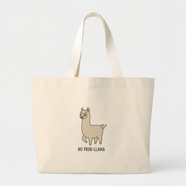 "No Prob-Llama" Cute Llama Doodle - Chill Vibe Jumbo Stoffbeutel (Vorne)