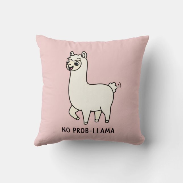 "No Prob-Llama" Cute Llama Doodle - Chill Vibe Kissen (Rückseite)