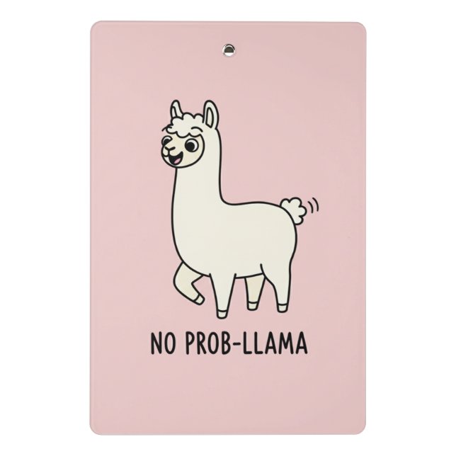 "No Prob-Llama" Cute Llama Doodle - Chill Vibe Mini Klemmbrett (Rückseite)