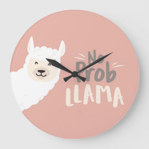 No Prob Llama Große Wanduhr
