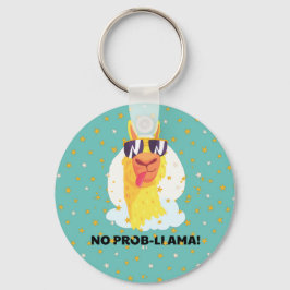 No-Prob-Llama Niedlicher Lama mit Sternen Schlüsselanhänger
