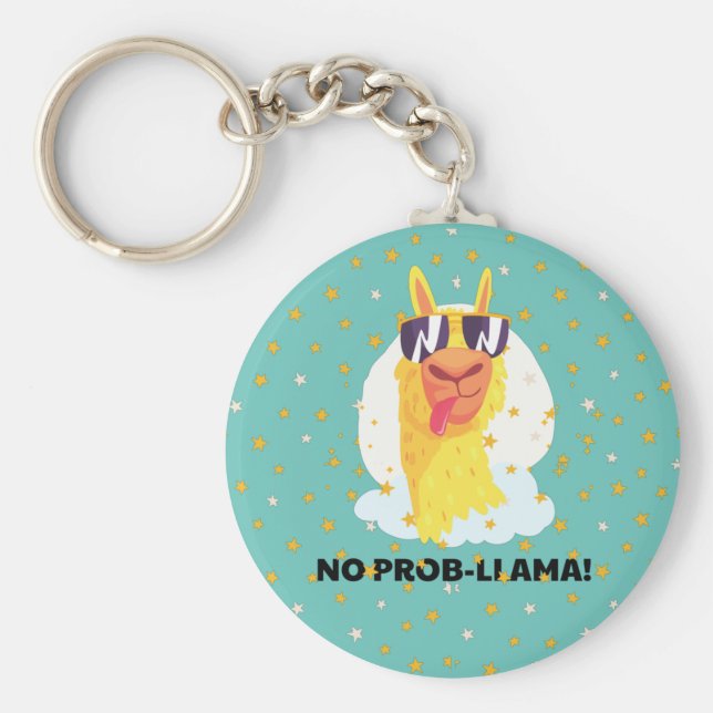 No-Prob-Llama Niedlicher Lama mit Sternen Schlüsselanhänger (Vorne)