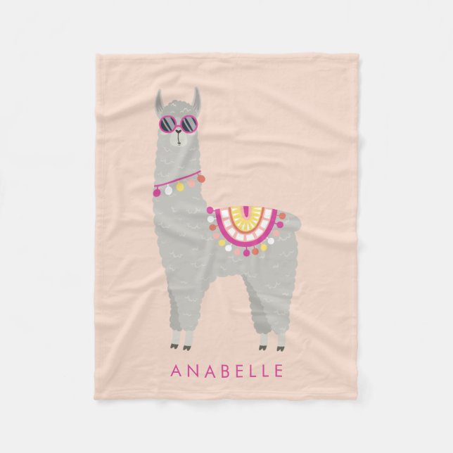 No Prob - Llama - Personalisierte Kinder Fleecedecke (Vorderseite)