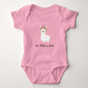 No Prob-Llama - Pink Floral Baby Strampler