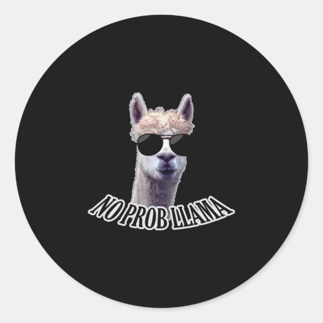 No Prob Llama Runder Aufkleber (Vorderseite)