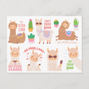 No Problama Llamas Postkarte
