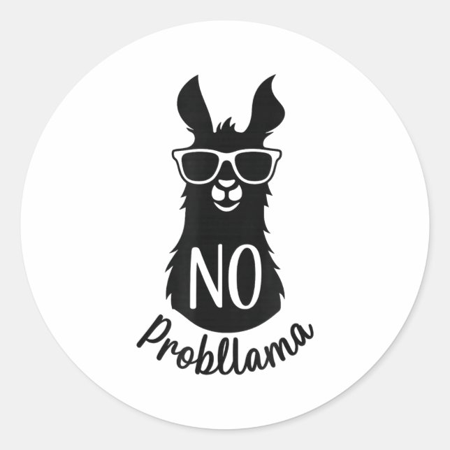 No Probllama Gift Humor Word Game Lama No Problema Runder Aufkleber (Vorderseite)