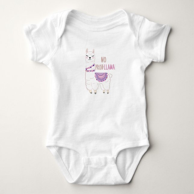 No Probllama Llama Funny Baby Strampler (Vorderseite)