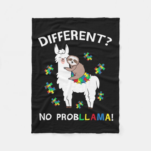 No Probllama Llama Sloth Puzzle Cool Autism Awaren Fleecedecke (Vorderseite)