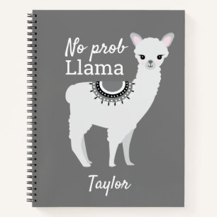 No ProbLlama Personalisiert Niedlich Llama Gray Notizbuch