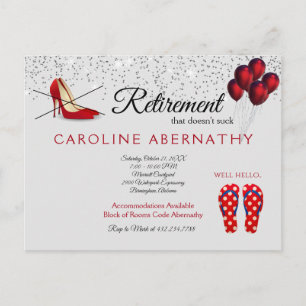 No Pumps Hello Flip Flops Retirement Party Grau Postkarte