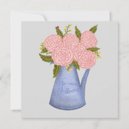 No rain no flowers watering can with flowers feiertagskarte