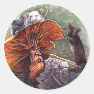 No Recources Fantasy Art Pilz T - Shirt Runder Aufkleber