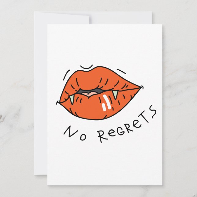 No Regrets Red Lips Valentine Einladung (Vorderseite)