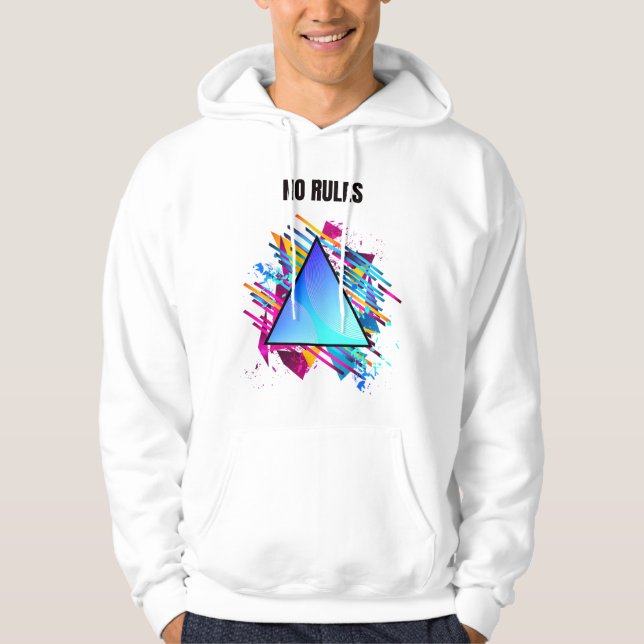 NO RULES – Neon Geometric Style Hoodie (Vorderseite)