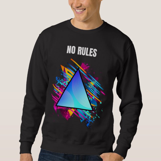 NO RULES – Neon Geometric Style Sweatshirt (Vorderseite)