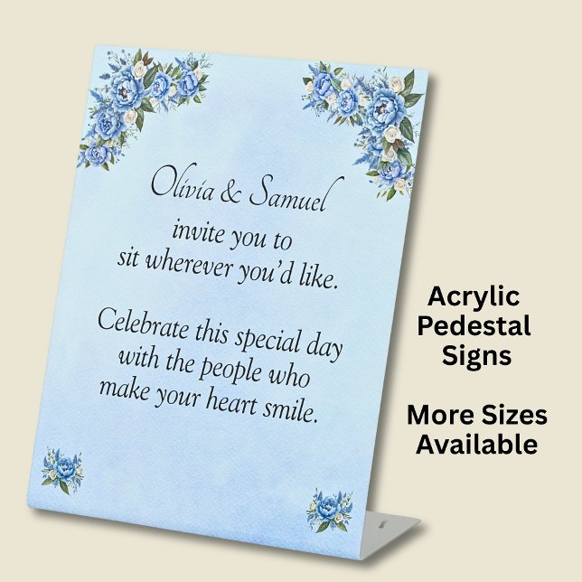 No Seating Chart 2 - Wedding Blue Peony - Sockelschild (Von Creator hochgeladen)