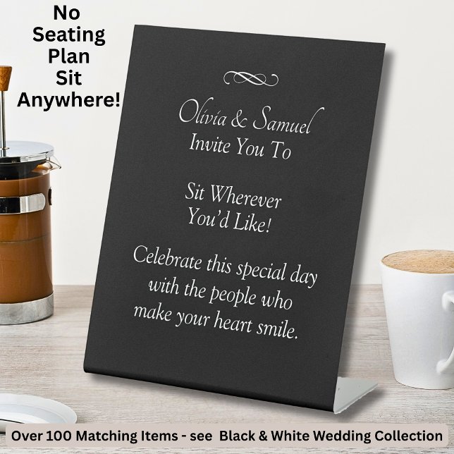 No Seating Chart - Wedding Black White Infinity Sockelschild (Von Creator hochgeladen)