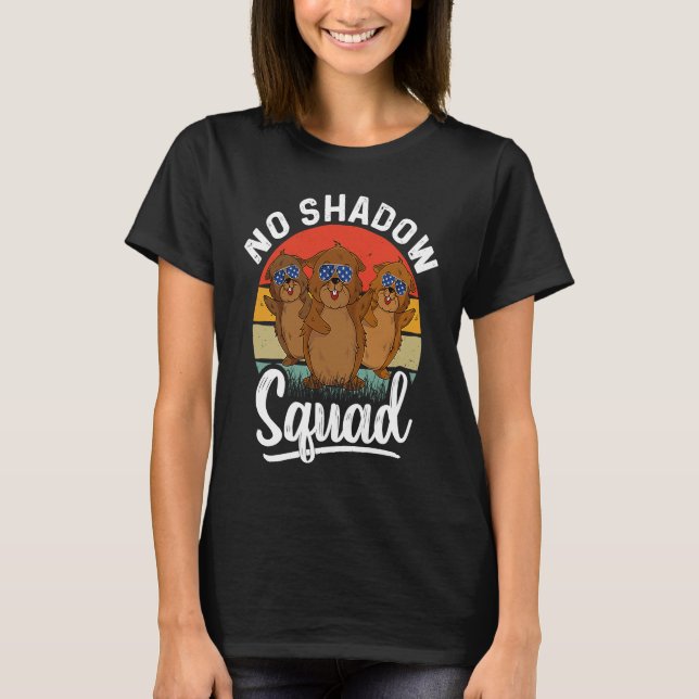 No Shadow Squad Groundhog American Flag  Groundhog T-Shirt (Vorderseite)