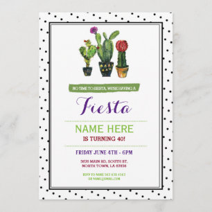 No Siesta Fiesta Birthday Cactus Invitation Einladung