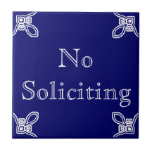 No Soliciting - Spanisch Weiß auf blau