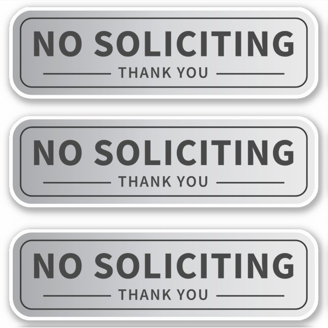 No Soliction Sign Pack 3 Aufkleber (Vorderseite)