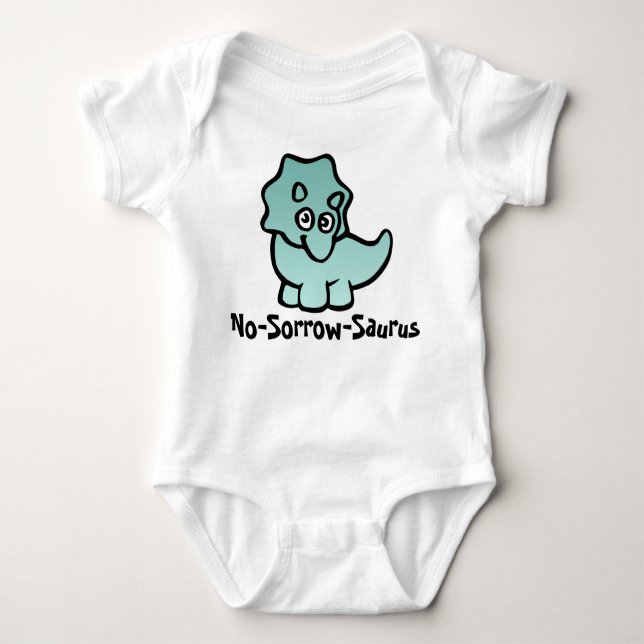 No-Sorrow-Saurus Dino Cuteness Baby Strampler (Vorderseite)