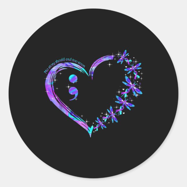 No Story Should End Too Soon Suicide Prevention Aw Runder Aufkleber (Vorderseite)