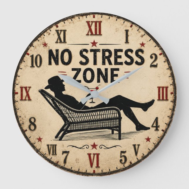 No Stress Zone  Große Wanduhr (Vorderseite)