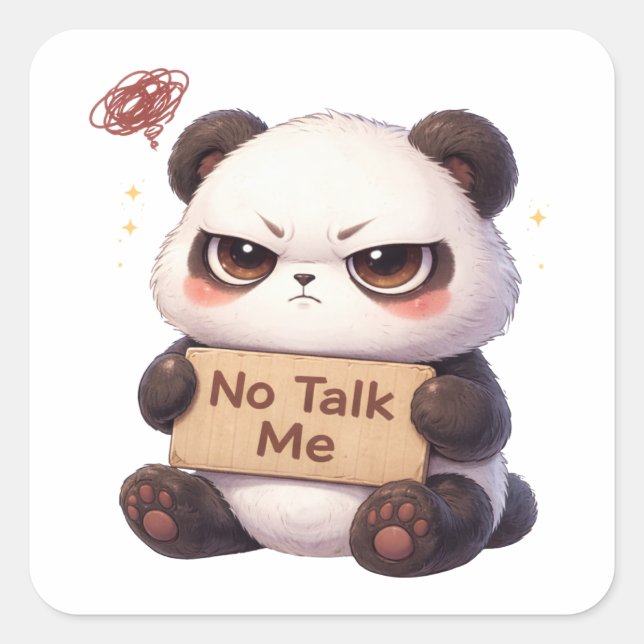 No Talk Me Tired Panda Sticker (Vorderseite)