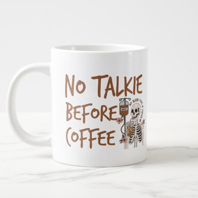 No Talkie Before Coffee funny cat lover gift Jumbo-Tasse (Links)