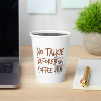 No Talkie Before Coffee funny cat lover gift Pappbecher