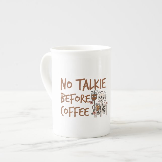 No Talkie Before Coffee funny cat lover gift Prozellantasse (Vorderseite Links)