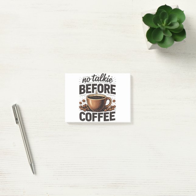 No Talkie Before Coffee – Funny Retro Coffee Lover Post-it Klebezettel (Büro)
