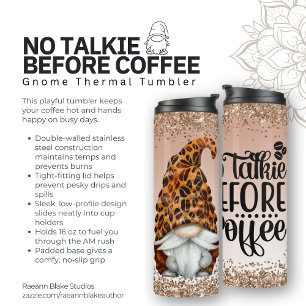 No Talkie Before Coffee Gnome Thermal Tasse