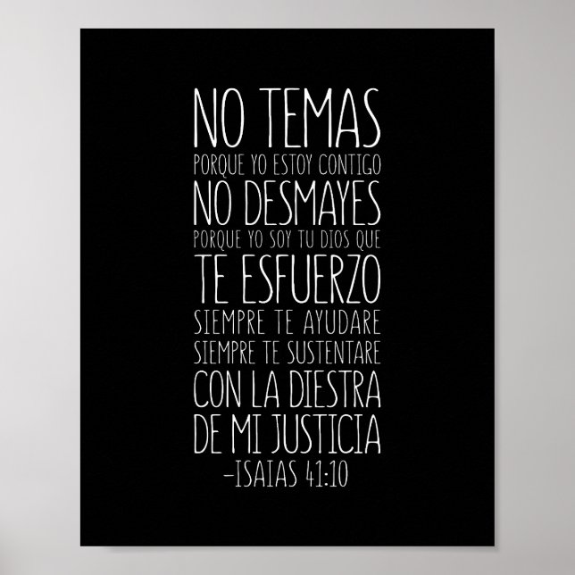 No Temas, Porque Yo Estoy Contigo, Isaías 41:10 Poster (Vorne)