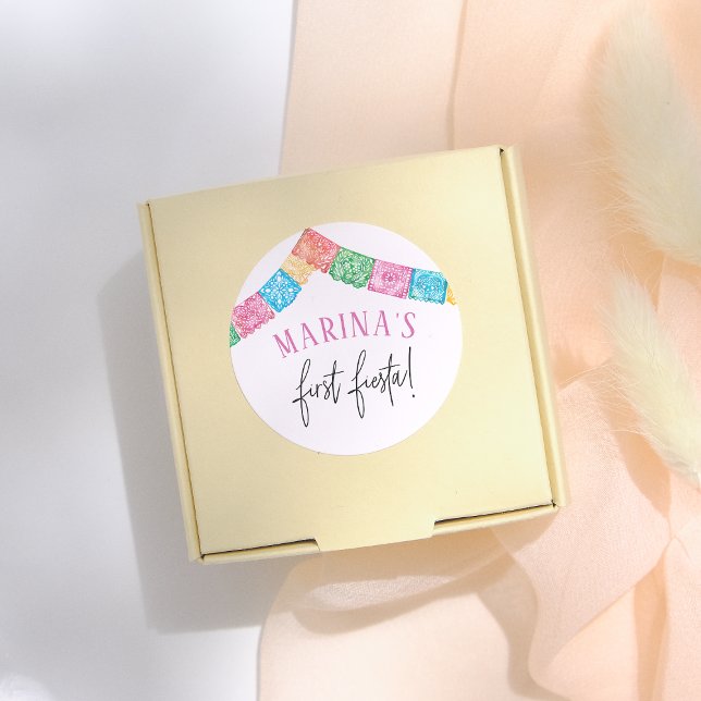 No Time To Siesta First Fiesta Girl Birthday Runder Aufkleber (Von Creator hochgeladen)