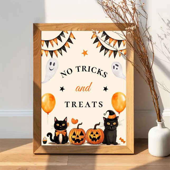 " No Tricks & Leckereien " Boo Black Cat Halloween Poster (Von Creator hochgeladen)