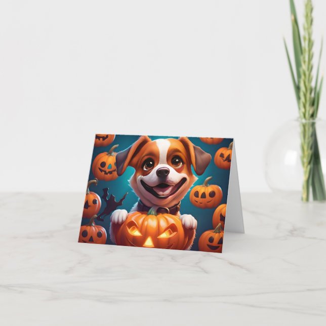 NO Tricks NUR Leckereien Niedlich Halloween Puppy  Karte (Vorderseite)
