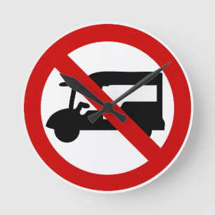 NO Tuk-Tuk TAXI ⚠ Thai Road Sign ⚠ Runde Wanduhr