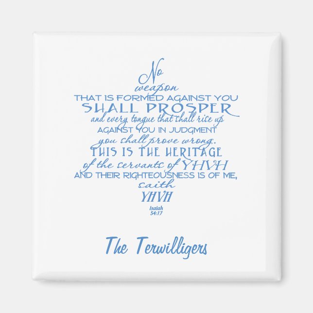 No Weapon Star von David Personalisiert Magnet (Vorne)