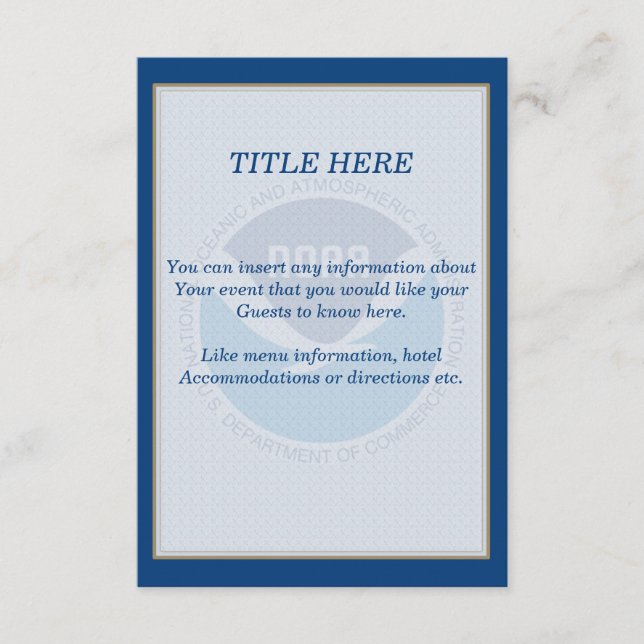 NOAA-Einsteckkarte Begleitkarte (Vorderseite)