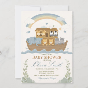 Noachs Arche Regenbogen Junge Baby Shower Bibelges Einladung