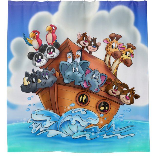 Noah Ark Cartoon Duschvorhang (Vorderseite)