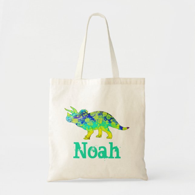 Noah Colorful Triceratops Jurassic Dinosaurier Kun Tragetasche (Vorne)