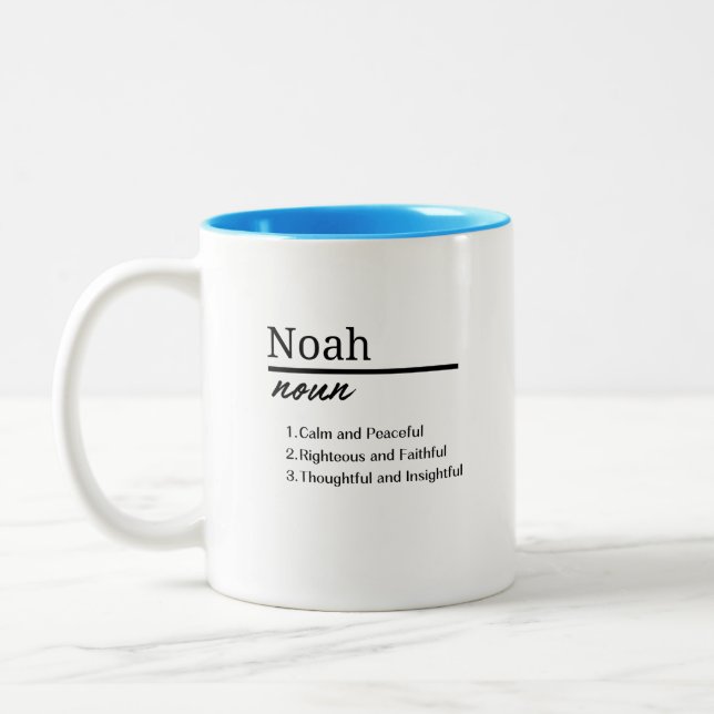 Noah, Junge Personalisierte Bezeichnung Definition Zweifarbige Tasse (Links)