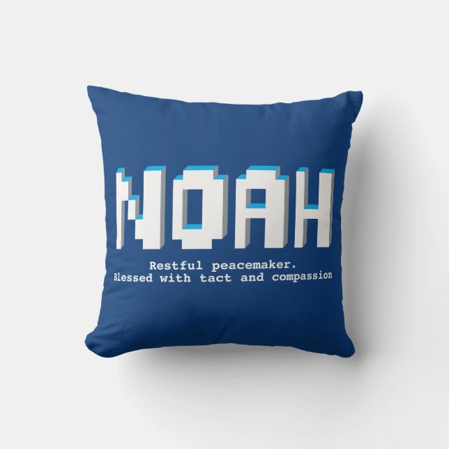 Noah Jungs nennen blauen Pixel Text Gamer Kissen (Vorderseite)