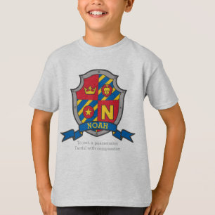 Noah N Name bedeutet Wappen Ritterschild T-Shirt
